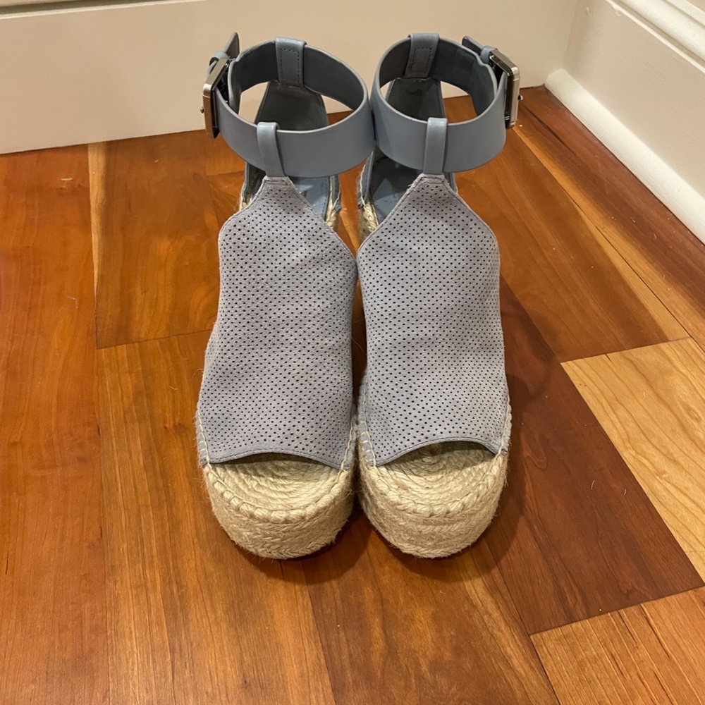 Marc Fisher Annie Suede Perforated  Espadrille Sandals